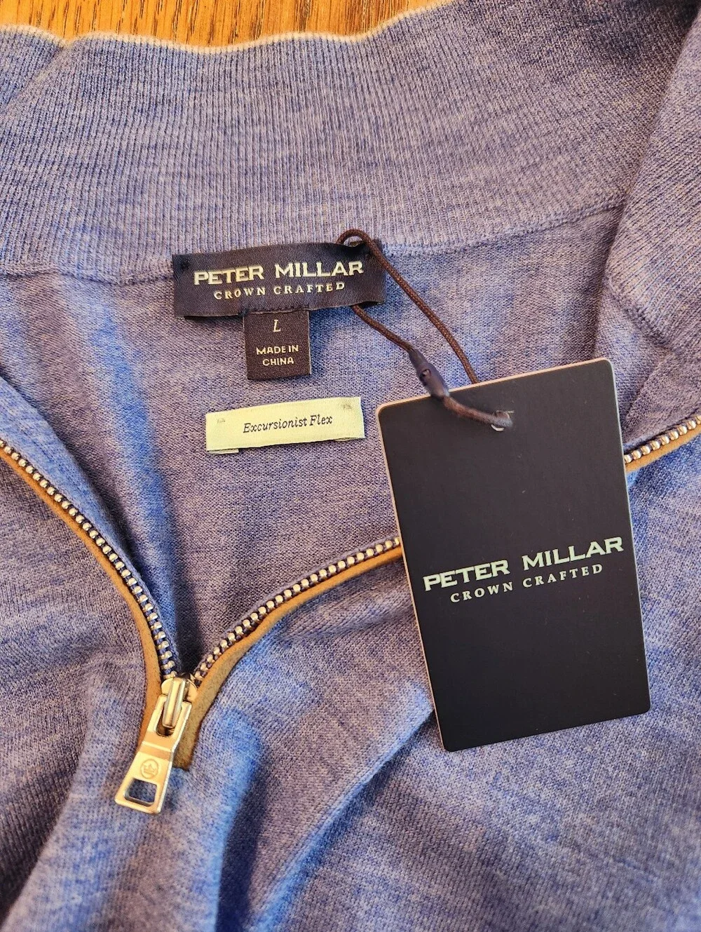 NEW Peter Millar Crown Crafted Merino Wool Blend 1/2 Zip Sweater Blue Size L